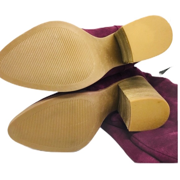 NineWest Suede Wine High Shaft Slouch Heeled Boots - Picture 10 of 15